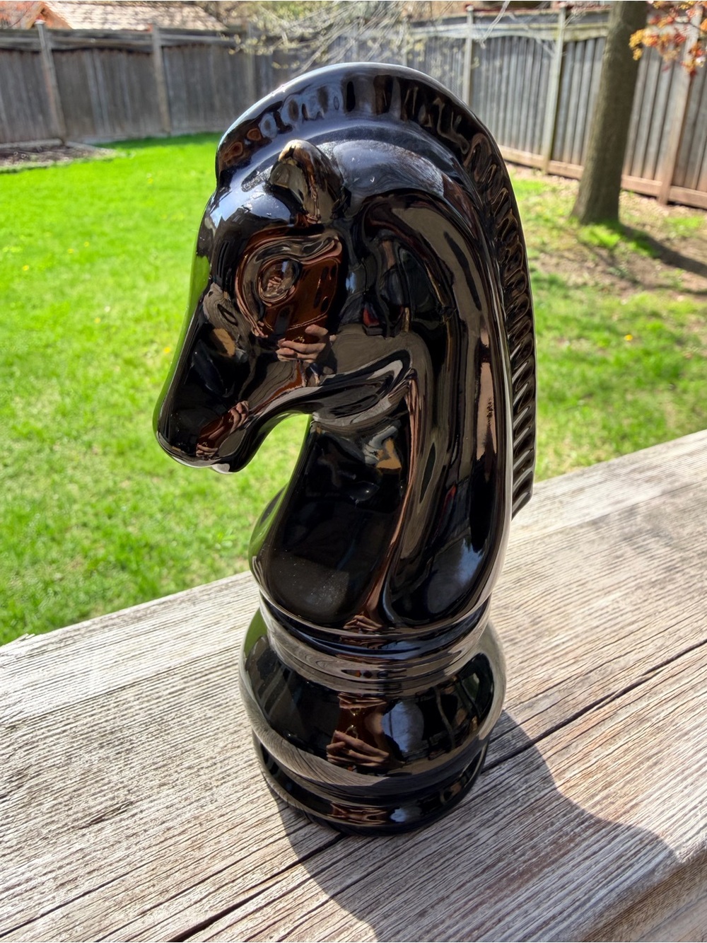 Ceramic Chess Piece Knight Horse Sculpture Home Decor Shiny Finish 6 Inches Tall